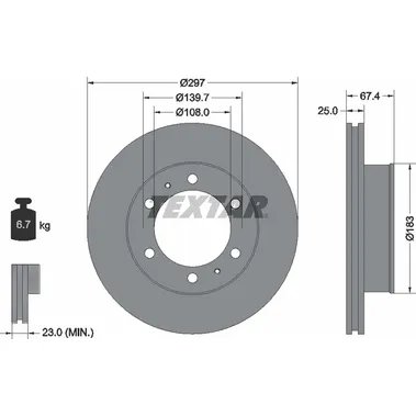 Диск тормозной передний TOYOTA FORTUNER/HILUX 2011-> /VENT D=297MM TEXTAR 92222600
