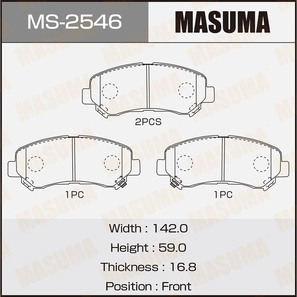Колодки передние NISSAN DUALIS MASUMA MS-2546