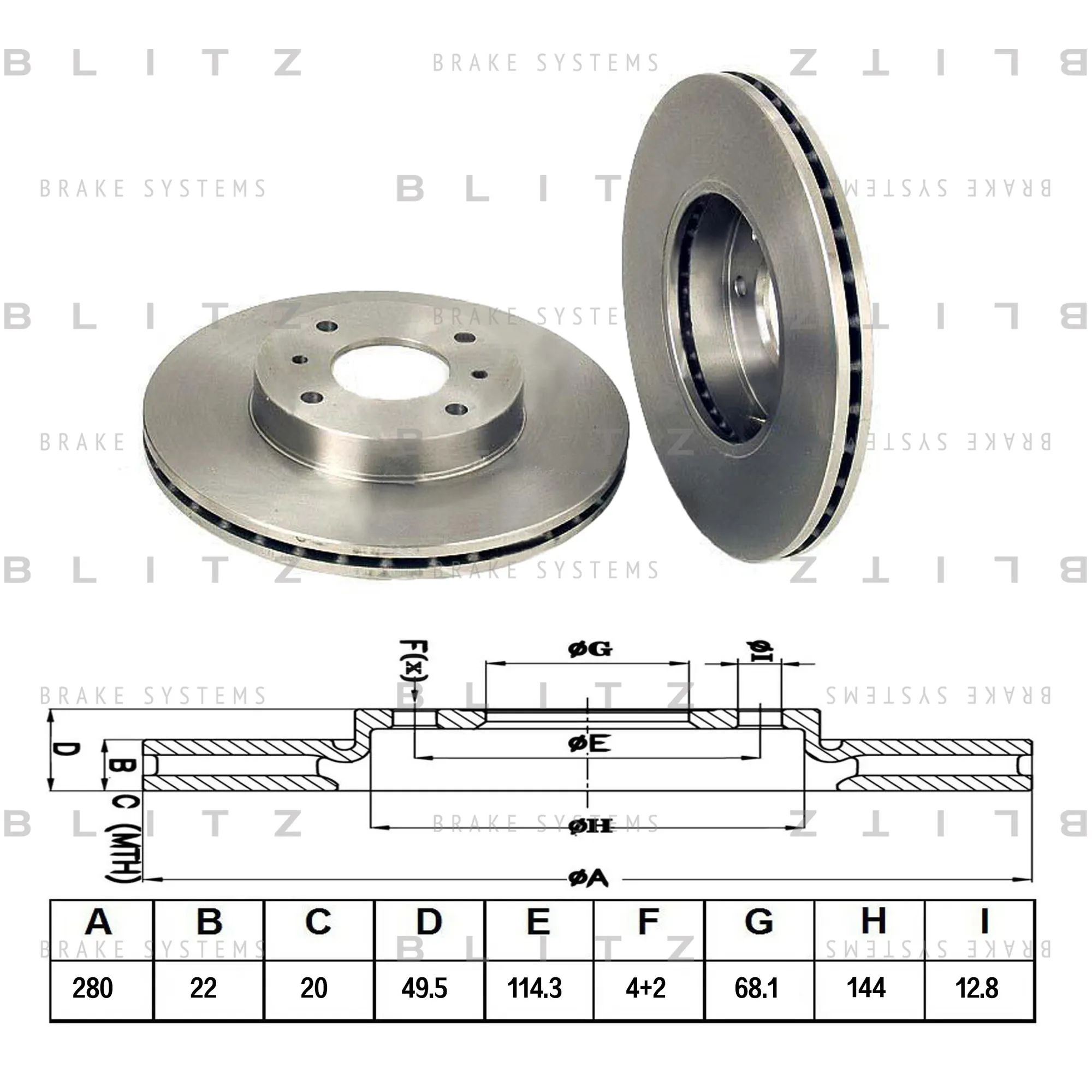 Диск тормозной передний вентилируемый NISSAN ALMERA/PRIMERA 96-> BLITZ BS0142