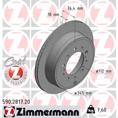 Диск тормозной задний с покрытием COAT Z ZIMMERMANN 590.2817.20