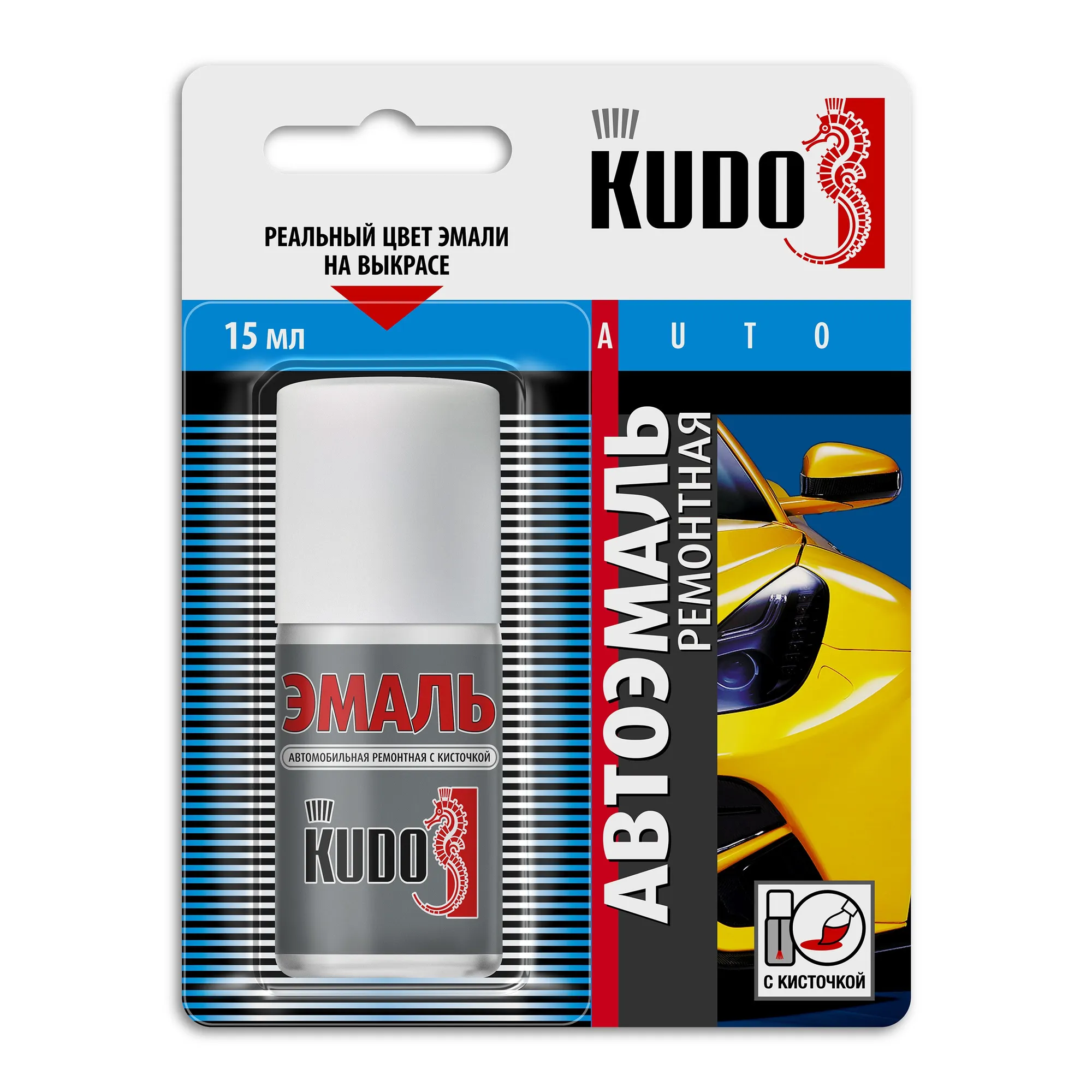 Эмаль автомобильная ремонтная акриловая с кисточкой 1К черная матовая KUDO KERRY KU70090