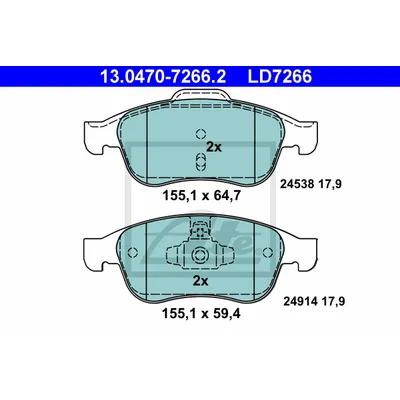 Колодки тормозные RENAULT DUSTER/FLUENCE/MEGANE 3 08- передн. Ceramic ATE 13047072662