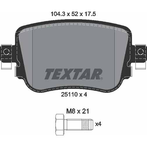 Колодки задние AUDI A1/SKODA Octavia III 2012-> TEXTAR 2511001