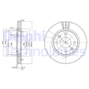 Диск тормозной передний PEUGEOT 406 96- DELPHI BG2871