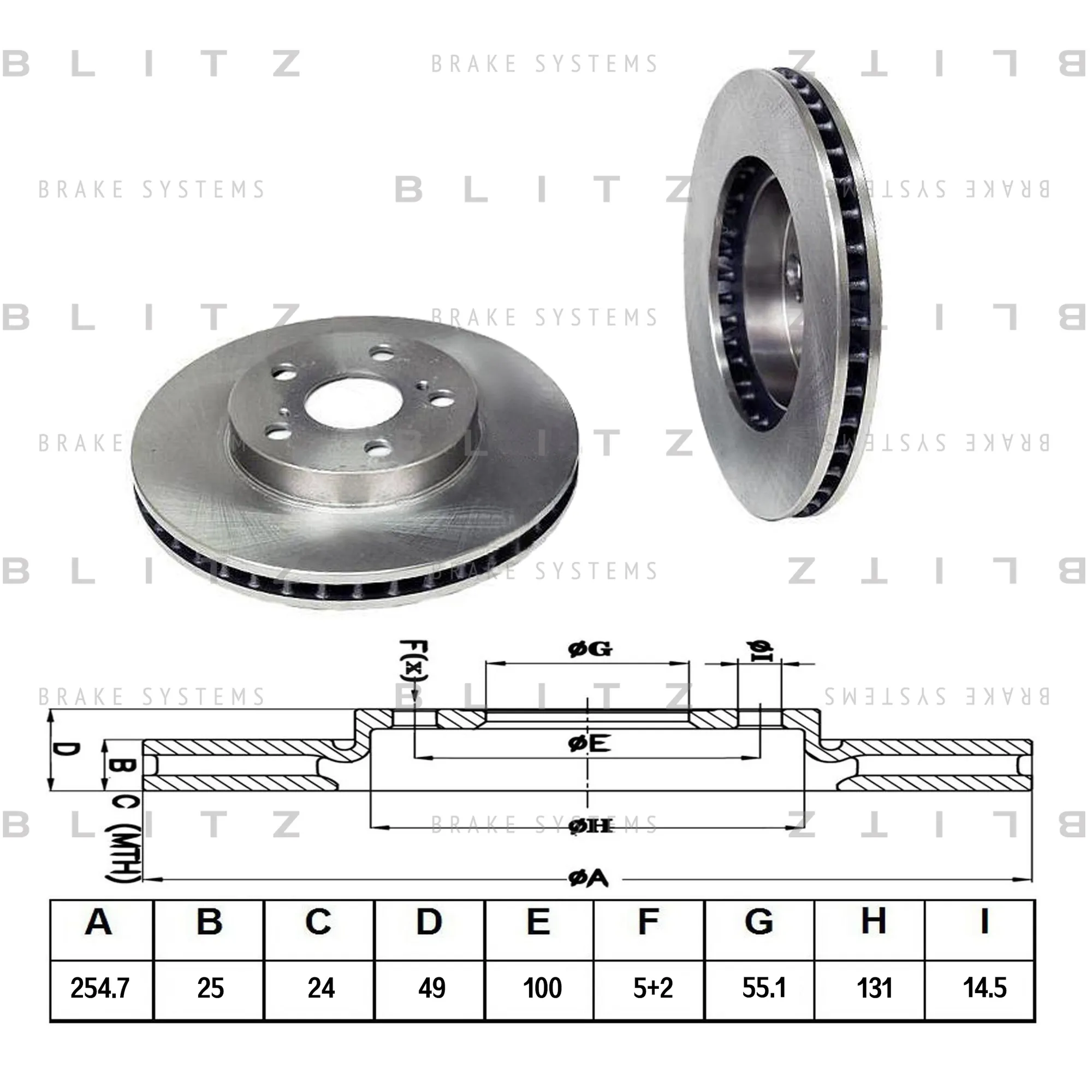 Диск тормозной передний вентилируемый TOYOTA CARINA E/CELICA 92-> BLITZ BS0133