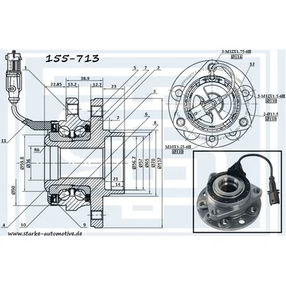 Ступица передняя OPEL VECTRA C/SIGNUM / FIAT CROMA / SAAB 9-3 STARKE 155-713