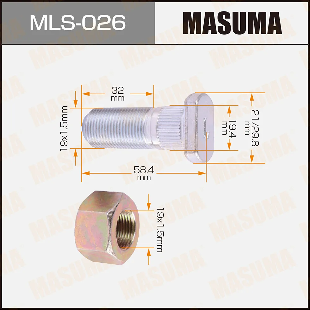 Шпилька колесная MASUMA MLS026