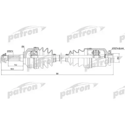 Полуось правая 28x567x56 KIA SORENTO [FY] [F1] [BL] 02- PATRON PDS0301