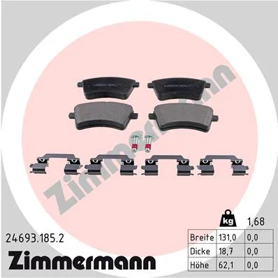 Комплект тормозных колодок, дисковый тормоз ZIMMERMANN 24693.185.2
