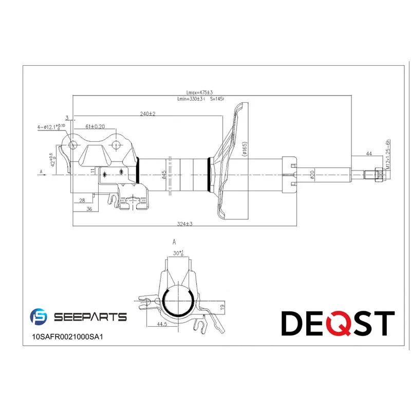 Амортизатор подвески передний правый. NISSAN ALMERA II (N16) 03.00-11.06NISSAN ALMERA II DEQST 10SAFR0021000