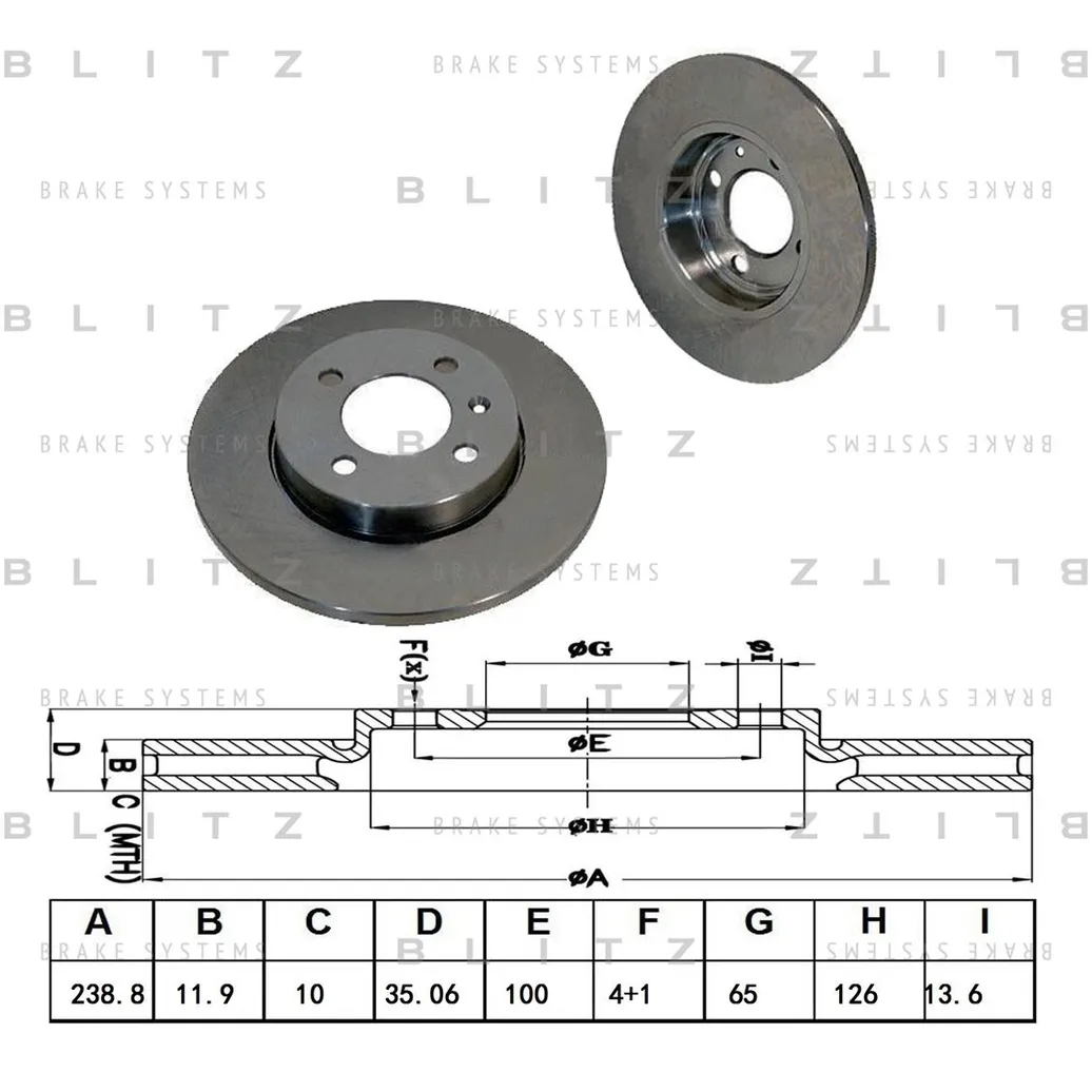 Диск тормозной передний VW GOLF 83-> BLITZ BS0335