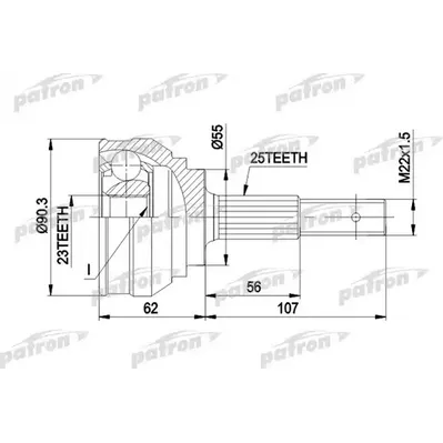 ШРУС наружн к-кт NISSAN: ALMERA 1.6/2.0D 95-00, SUNNY 1 PATRON PCV1248