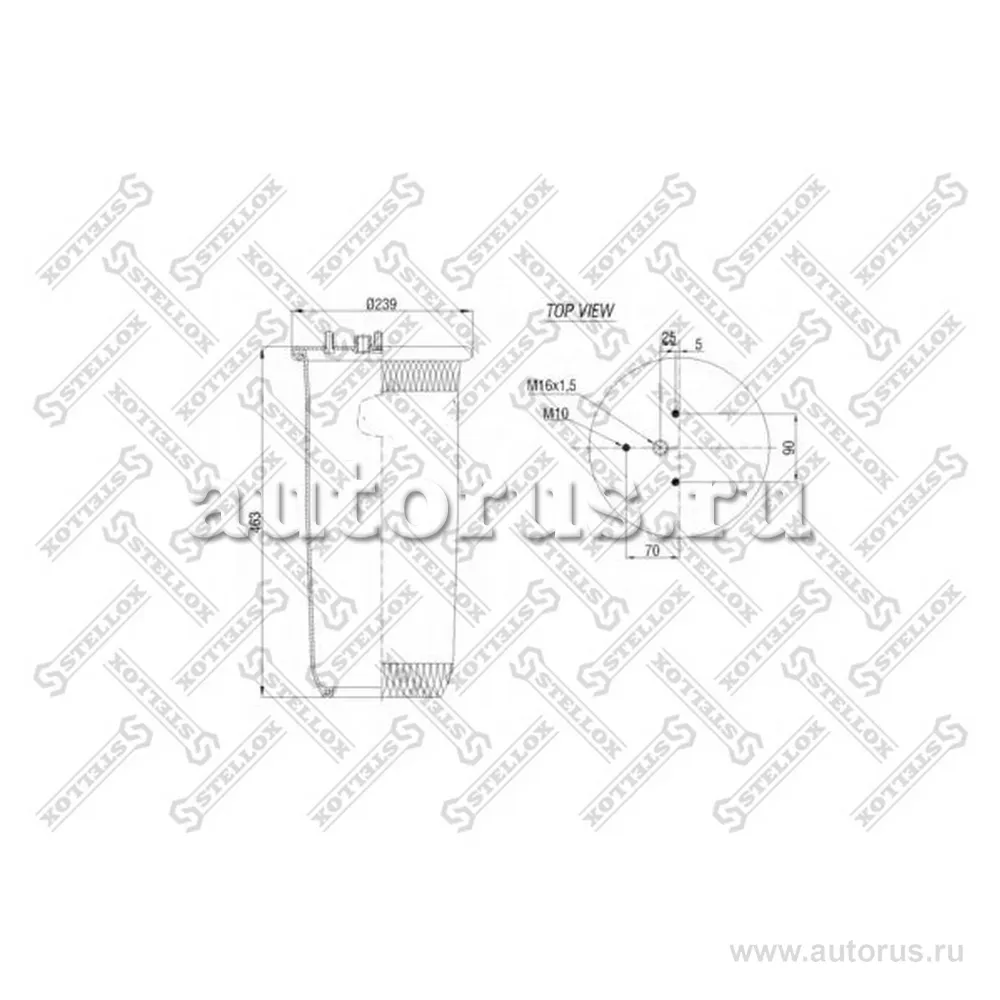 Пневмоподушка без стак. DAF F75-95,75/85CF,95XF,CF75/IV,CF85/IV,XF STELLOX 84-00137-SX