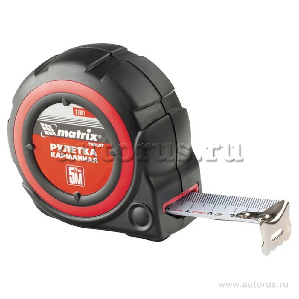 Рулетка Target, 7, 5 мx25, автоматическая фиксация, обрезиненный корпус MATRIX 31083
