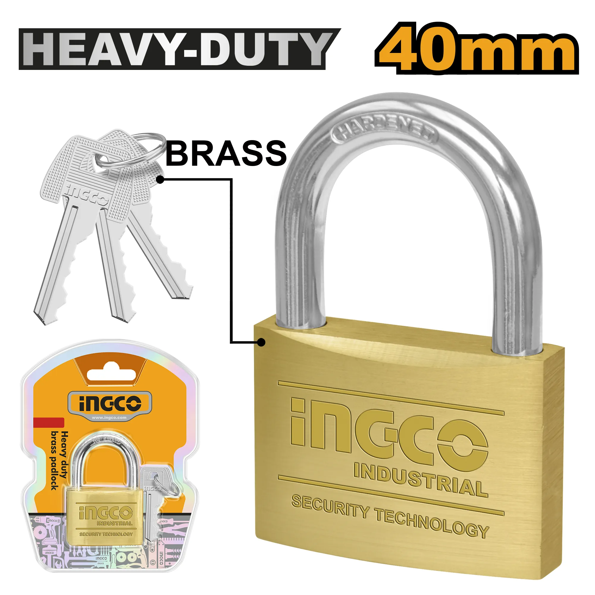 Замок навесной 40 мм INDUSTRIAL INGCO DBPL0402