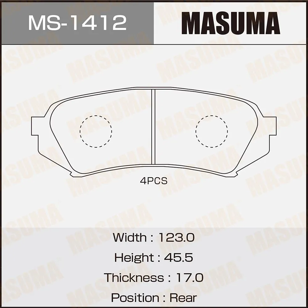 Колодки задние TOYOTA LAND CRUISER MASUMA MS-1412