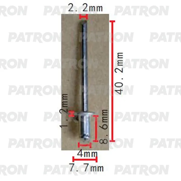 Заклепка металлическая Применяемость: Заклепка D=4mm универсальная PATRON P37-2268