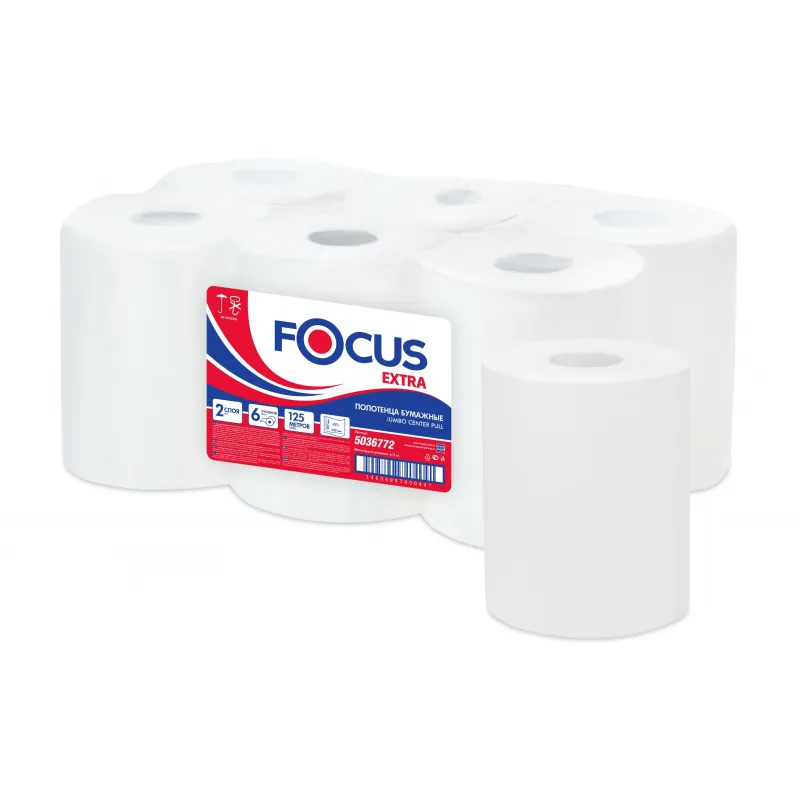 Полотенца бумажные д/держ.FOCUS Jumbo с ЦВ 2сл.125м 6рул 5036772 1418107