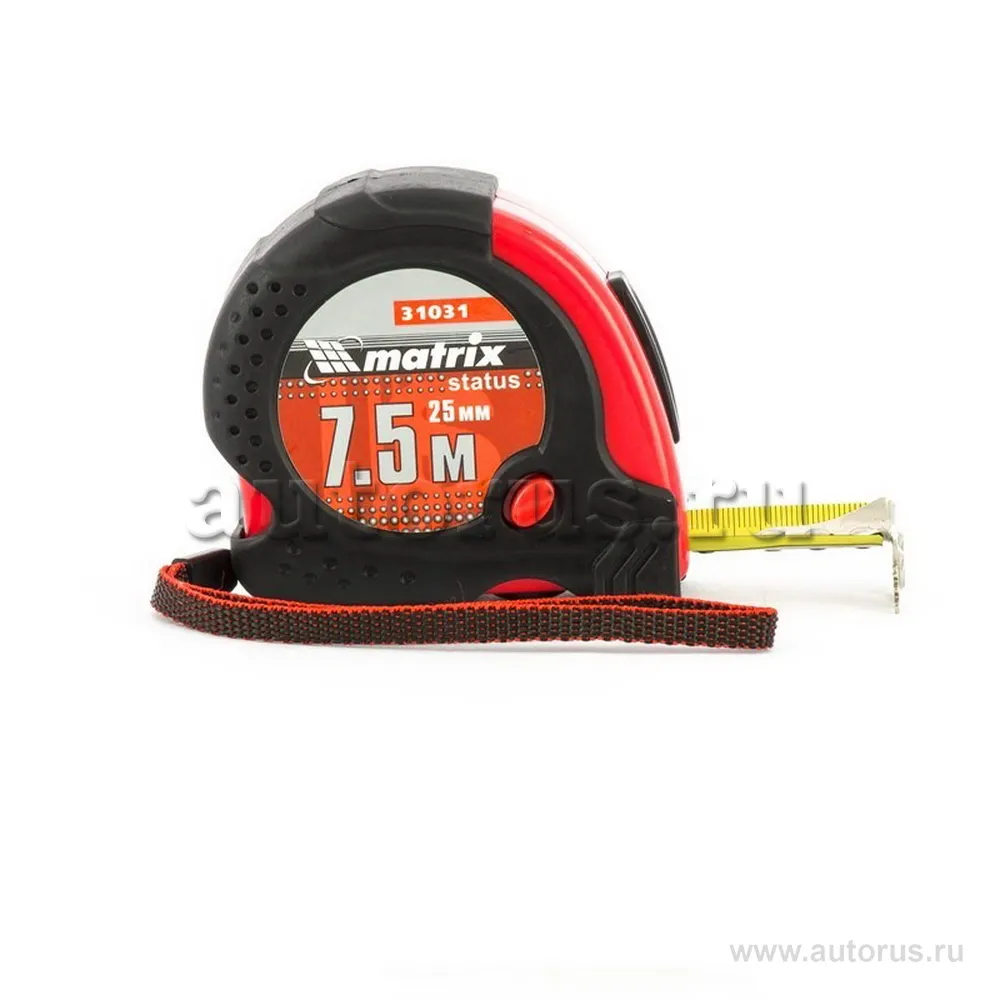 Рулетка Status magnet fixation, 7, 5 м x25 мм, обрезиненный корпус, зацеп с магнитом MATRIX 31031