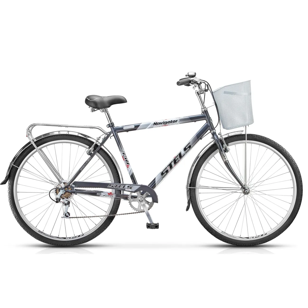 Велосипед 28 дорожный STELS Navigator 350 Gent (2020) количество скоростей 7 рама сталь 20 серый корзина