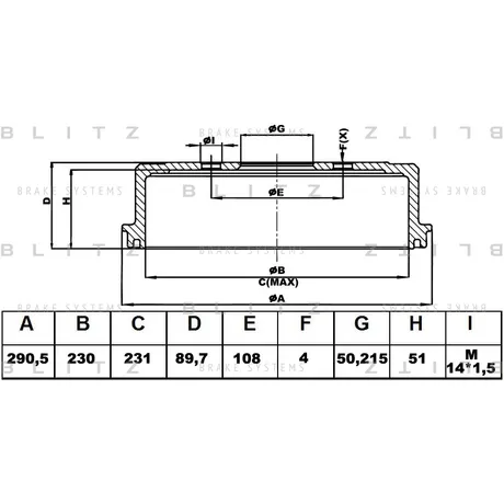 Барабан тормозной AUDI 100/200/80 76-> BLITZ BT0110