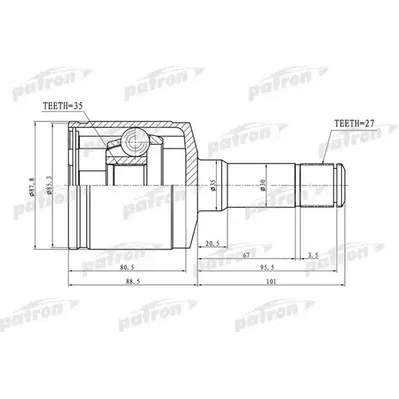 ШРУС внутр лев/прав к-кт [A:27, B:35, D:35] OPEL: Astra PATRON PCV3188