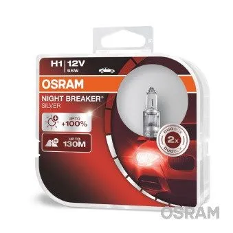 Лампа 12V H1 55W P14,5s OSRAM NIGHT BREAKER SILVER 2 шт. DUOBOX 64150NBS-HCB
