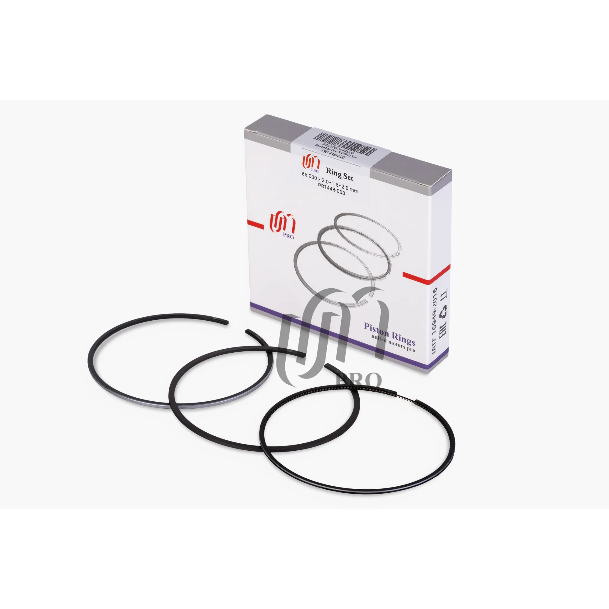 Кольца поршневые TOYOTA 2AD D86.0 STD (2.0-1.5-2.0) (13011-26100 13011-0R040) на 1 цил. UM UNITED MOTORS PR1448000