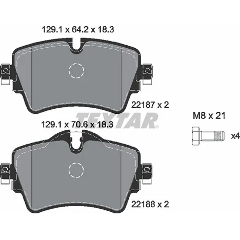 Колодки передние с противошумной пластиной Q+ BMW 1-F52 2-F45/46 X1-F48 MINI F54/F55/F56/F57/F60 TEXTAR 2218701