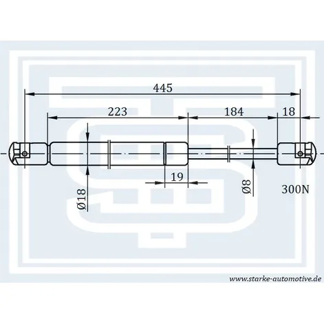Амортизатор багажника FIAT PUNTO (176) --09.99 L445mm / 300N STARKE 184-159