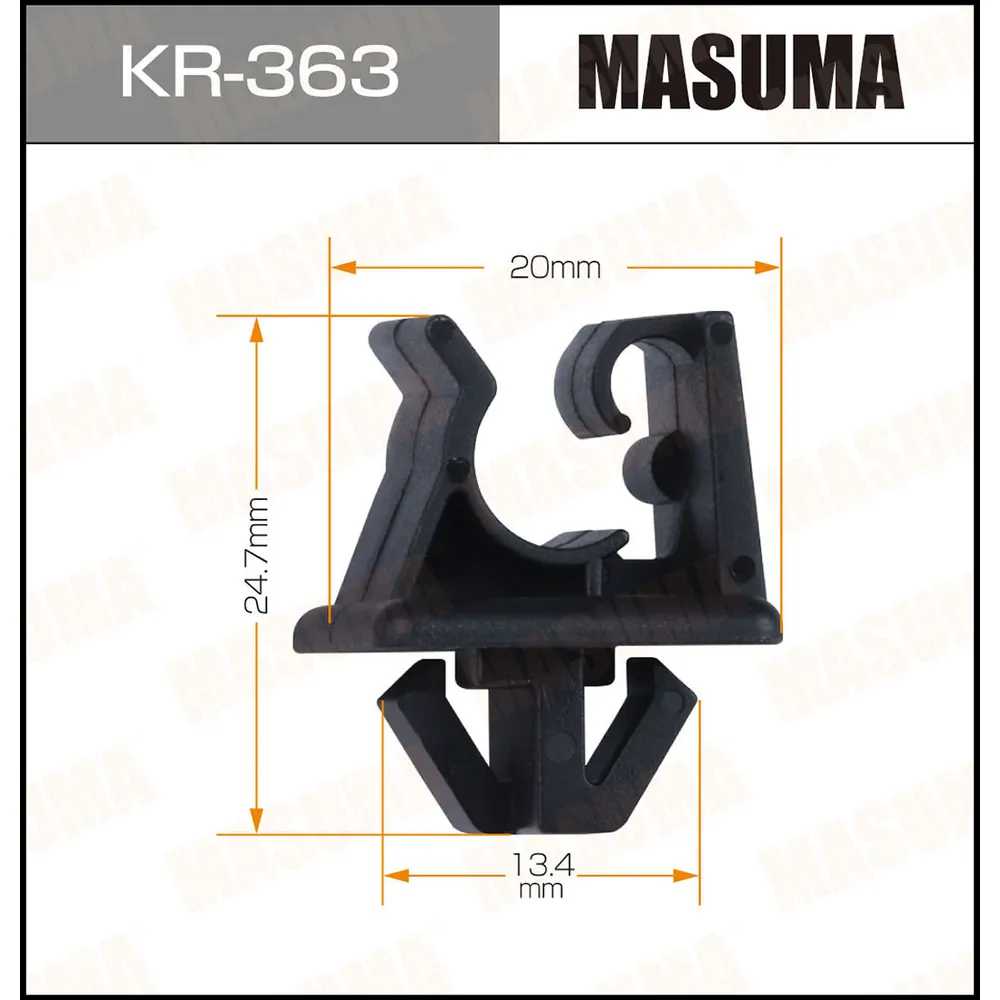 Клипса автомобильная (автокрепеж) 363-KR уп.50 MASUMA KR363