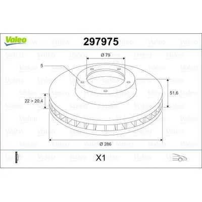 Диск тормозной передний VALEO 297 975