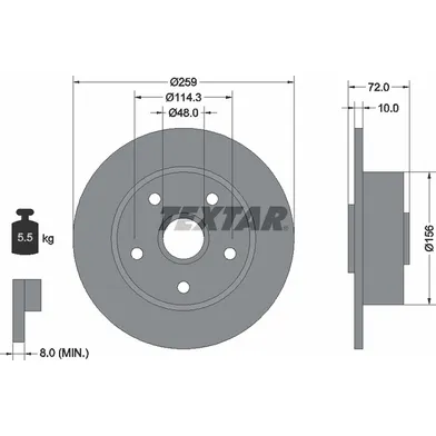 Диск тормозной задний стандартный MAZDA TEXTAR 92078900
