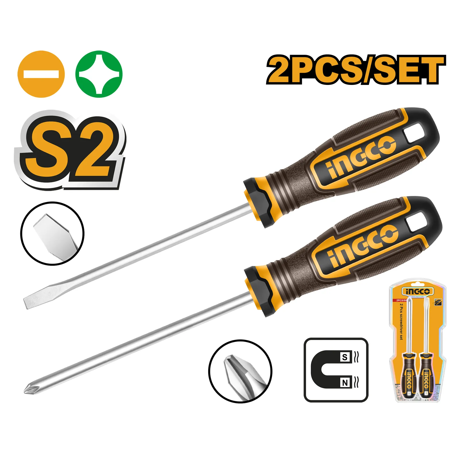Набор отверток 125 мм PH2+SL6.5 (10/30) INDUSTRIAL INGCO HKSDS0228