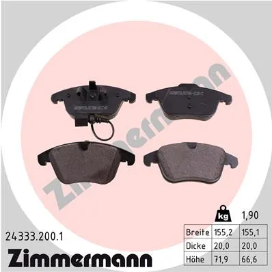 Колодки тормозные пер. VW Tiguan 1.4TFSi/2.0TDi 07> vw ZIMMERMANN 24333.200.1