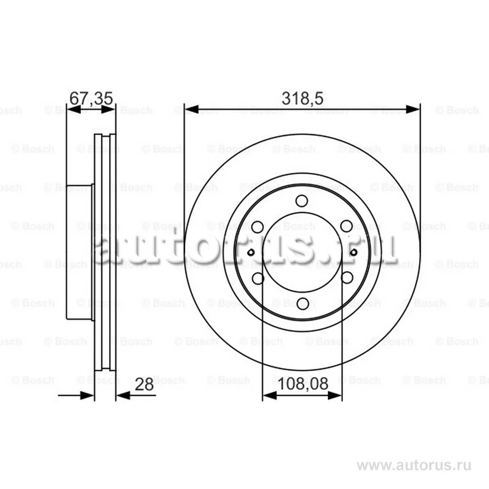 Диск тормозной переднийTOYOTA FORTUNER BOSCH 0986479R46