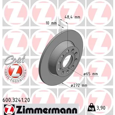 Диск тормозной задний с покрытием COAT Z ZIMMERMANN 600.3241.20