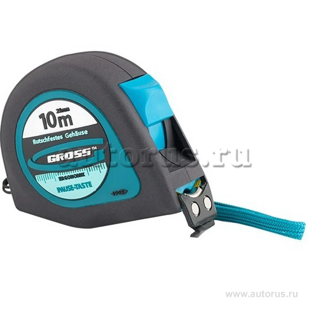 Рулетка Ergonomisch, 10 м x25 мм, магнитный обрезиненный зацеп GROSS 31105