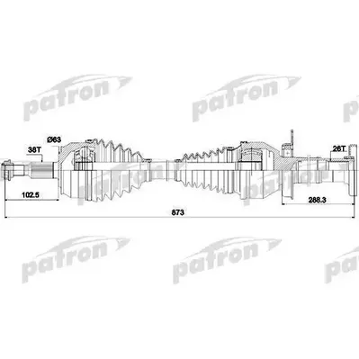 Полуось прав VW: T5/Multivan T5 2.5TDi MT PATRON PDS4502