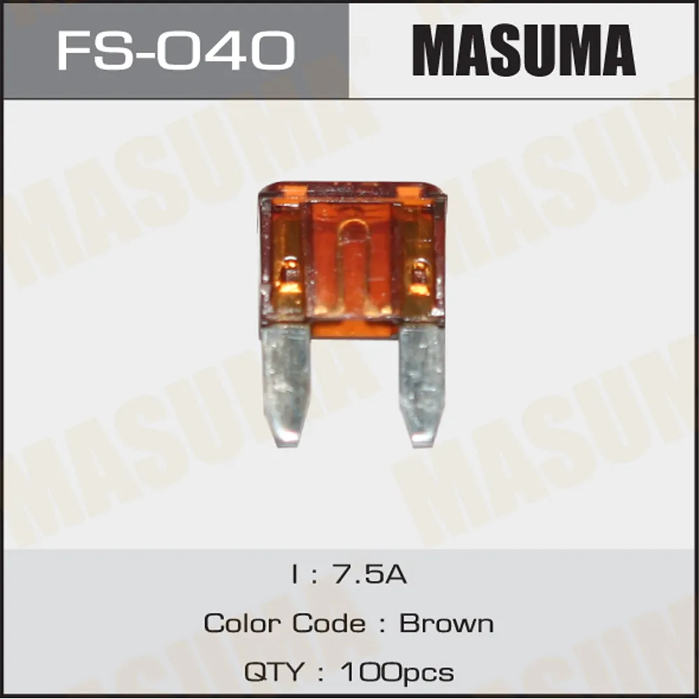 Флажковый автомобильный предохранитель Mini 7,5 А Коричневый 1 шт. MASUMA FS-040