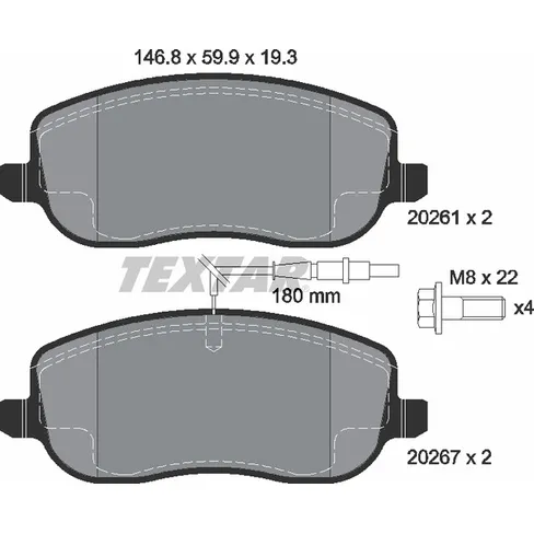Колодки тормозные дисковые передн CITROEN: C8 02-, JUMPY 95-, JUMPY бортовой 95-, FIAT: SCUDO Combin TEXTAR 2026101