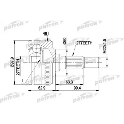 ШРУС наружн к-кт 27x59.8x27 ABS:48T MERCEDES-BENZ: VITO PATRON PCV1298
