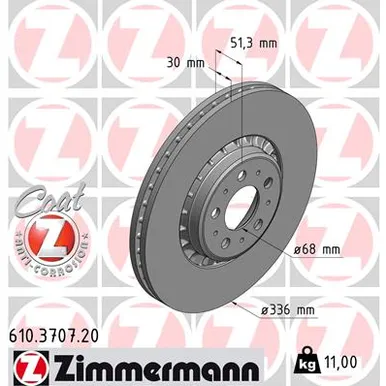 Диск тормозной передний вент VOLVO ZIMMERMANN 610370720