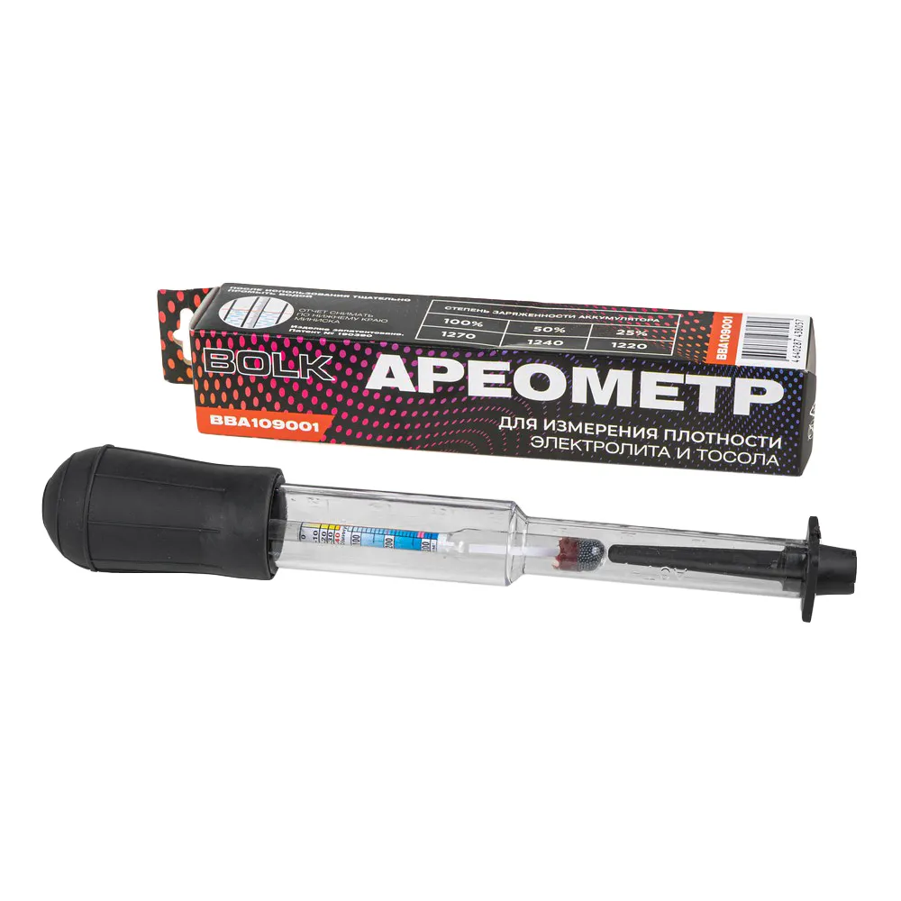 Ареометр универсальный (электролит + тосол) в бумажной коробке BOLK BBA109001