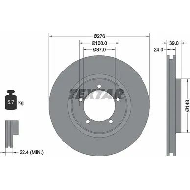 Диск тормозной передний стандартный MITSUBISHI TEXTAR 92110600