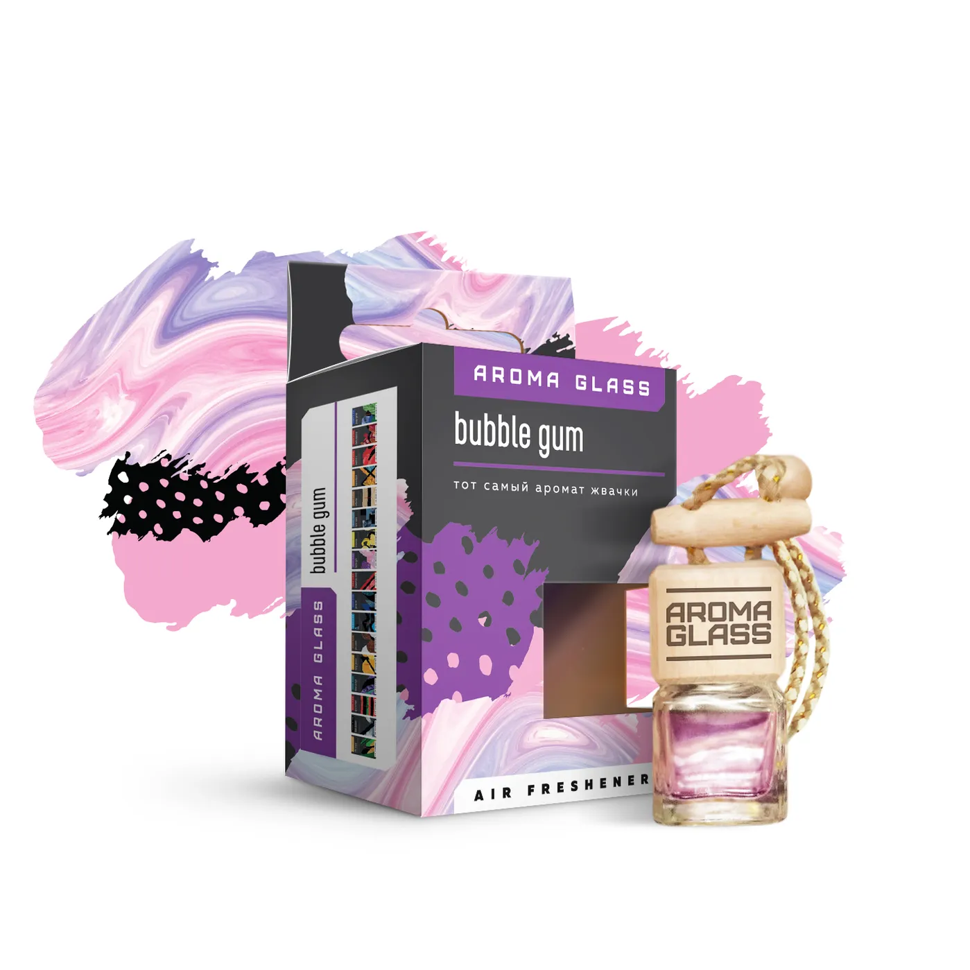 Ароматизатор подвесной в стеклянном флаконе Bubble Gum (тот самый аромат жвачки) Fouette AG-10