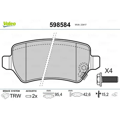 Колодки тормозные задние VALEO 598 584