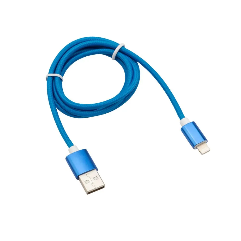 Кабель USB-Lightning 1 м, синяя нейлоновая оплетка, , Max Вт REXANT 18-7052