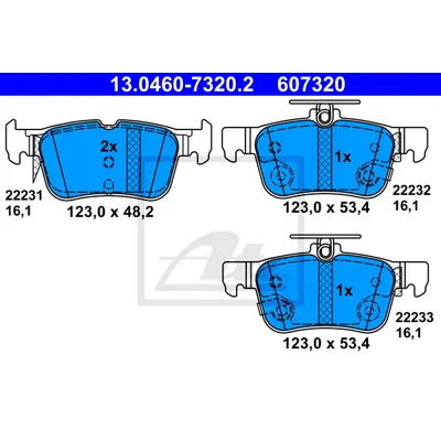 Колодки зад. FORD KUGA II DM2 (2012-),Mondeo Mk5 (2014-) ATE 13046073202