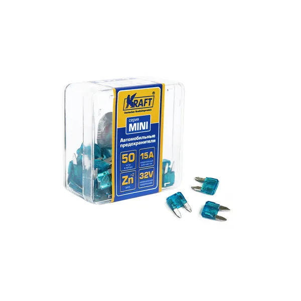 Набор предохранителей 15А (MINI 50шт) пласт.кор. KRAFT KT870012